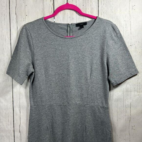 J Crew Womens Gray A Line Short Sleeves Knit Cotton Summer Minimalist Dress - Picture 8 of 15